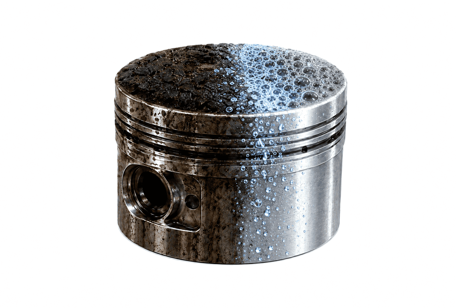 Ultrasonic microbubbles lifting carbon away from the piston